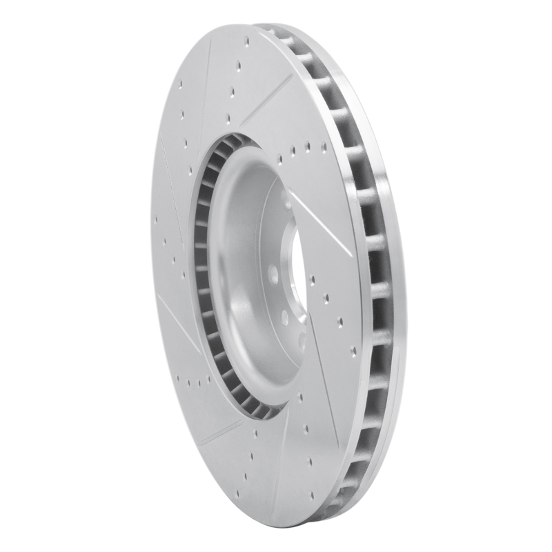 Land Rover Range Rover Brake Rotor (1) - Front Right - R1 Concepts - Drilled & Slotted - Silver - `10-`17